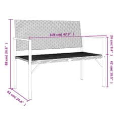 Vidaxl 2místná zahradní lavice černá polyratan