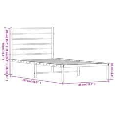 Vidaxl Kovový rám postele s čelem bílý 80 x 200 cm