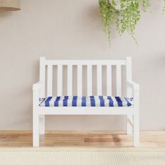 Vidaxl Poduška na zahradní lavici modré a bílé pruhy 110x50x7cm textil