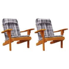 Greatstore Podušky na židli Adirondack 2 ks šedé kárované oxfordská látka