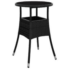 Greatstore 3dílný zahradní bistro set s poduškami černý polyratan