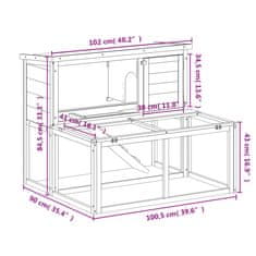 Vidaxl Králíkárna moka 102 x 90 x 84,5 cm masivní borové dřevo