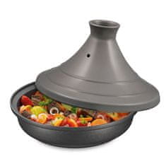 Spring Tagine miska, 2,0 L, pr. 28 cm, smaltovaná litina/keramika, šedá/pružina