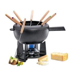 Spring Sada sýrového fondue, 8 míst, 2,0 l, litina, černá FONDUE / pružina