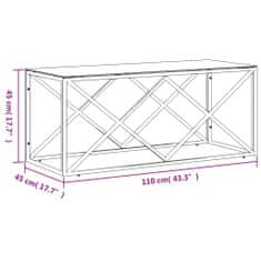 Vidaxl Konferenční stolek 110 x 45 x 45 cm nerezová ocel a sklo