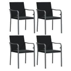 Vidaxl Zahradní židle s poduškami 4 ks černé 56 x 59 x 84 cm polyratan