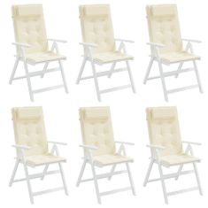 Vidaxl Podušky na židli s vysokým opěradlem 6 ks krémové látka oxford