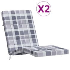 Vidaxl Podušky na polohovací židli 2 ks šedé kárované oxfordská látka
