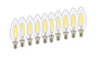 WELEDU Výhodné balení 10ks LEDisonka LED vláknová žárovka svíčka E14 4W teplá bílá 2700K 