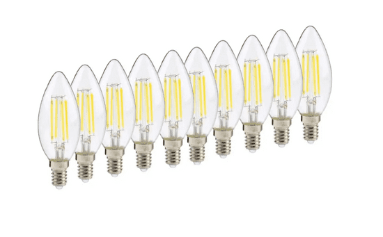 WELEDU Výhodné balení 10ks LEDisonka LED vláknová žárovka svíčka E14 4W teplá bílá 2700K