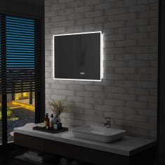 Vidaxl Koupelnové LED zrcadlo dotykový senzor zobrazení času 80x60 cm