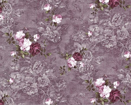 EDEM Vliesová tapeta květinový vzor EDEM 9045-25 plastická matná fialová lilková vínová bílá 10,65 m2