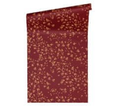 Profhome Vliesová tapeta s květinoým vzorem Profhome 935857-GU lehce reliéfná lesklá červená zlatá hnědá 7,035 m2
