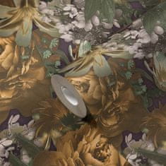 Profhome Vliesová tapeta s květinoým vzorem Profhome 385092-GU hladká matná žlutá zelená fialová šedá 5,33 m2