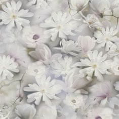 Profhome Vliesová tapeta s květinoým vzorem Profhome 387223-GU hladká matná bílá šedá zelená pastelová fialová 5,33 m2