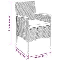 Vidaxl 3dílný zahradní jídelní set s poduškami šedý polyratan