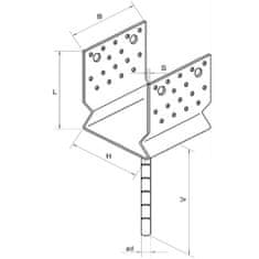 Euronářadí Patka kotevní do betonu Typ U, 80 x 80 x 4, s prolisem