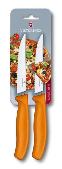 Victorinox 2 nože na pizzu Victorinox, vroubkované 12 cm, oranžová