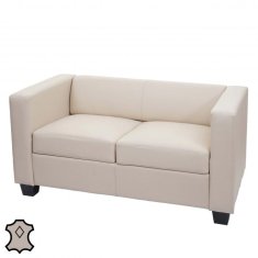 MCW 2místná pohovka lounge sofa Lille ~ kůže, krémová