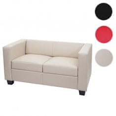 MCW 2místná pohovka lounge sofa Lille ~ kůže, krémová