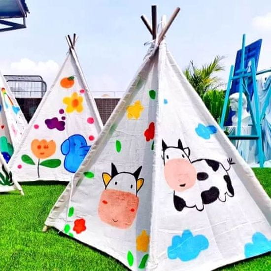 Sobex Dětský stan teepee DIY - na malování s příslušenstvím - dětský stan teepee