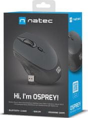 Natec Natec optická myš OSPREY/1600 DPI/Cestovní/Optická/1 600 DPI/Bezdrátová USB/Černá