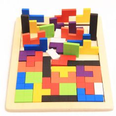 KIK Dřevěné puzzle tetris puzzle bloky 40el.