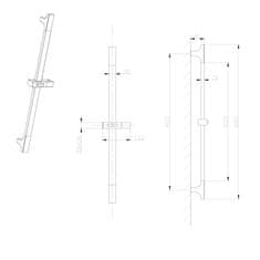 SAPHO Sprchová tyč, posuvný držák, hranatá, 680mm, ABS/černá mat 1206-07B - Sapho