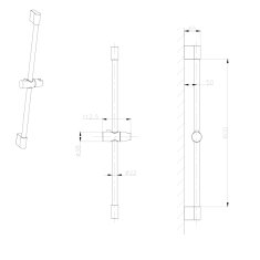 SAPHO Sprchová tyč, posuvný držák, kulatá, 708mm, ABS/černá mat 1202-02B - Sapho