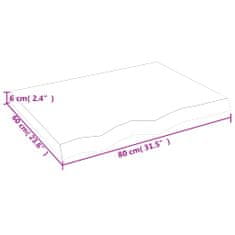 Vidaxl Koupelnová deska 80x60x(2-6) cm neošetřené masivní dřevo