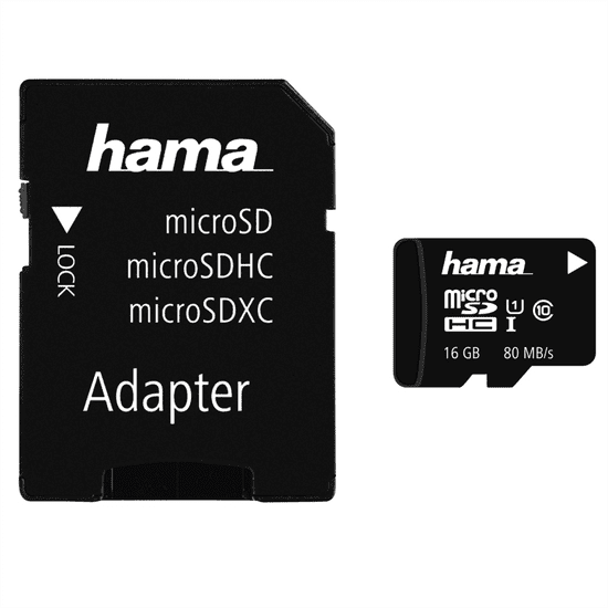 Hama microSDHC 16 GB Class 10 UHS-I 80 MB/s + Adapter/Mobile