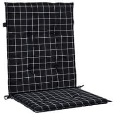 Vidaxl Podušky na židli s nízkým opěradlem 2 ks černé kárované textil