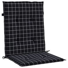 Vidaxl Podušky na židli s nízkým opěradlem 6 ks černé kárované textil