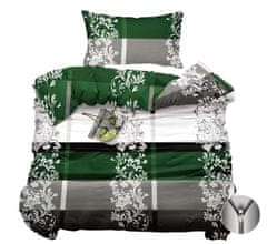 Bavlissimo 2-dílné povlečení ornamenty bavlna/mikrovlákno zelená šedá 140x200 na jednu postel