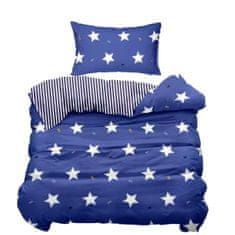 Bavlissimo 2-dílné povlečení bavlněné modré s hvězdami 140x200 na jednu postel