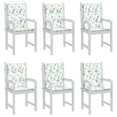Vidaxl Podušky na židli s nízkým opěradlem 6 ks vzor listů textil