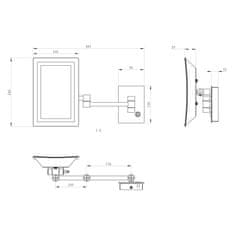 SAPHO Kosmetické zrcátko závěsné LED, 160x240mm, chrom MW834 - Sapho