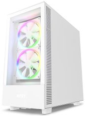 NZXT skříň H5 Elite edition / 3x120 mm (2xRGB) fan / USB 3.0 / USB-C 3.1 / průhledná bočnice i přední panel / bílá