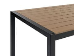 Beliani Hliníkový zahradní stůl 180 x 90 cm světlé dřevo/černý VERNIO