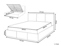 Beliani Sametová postel s úložným prostorem 160 x 200 cm tmavě šedá BOUSSE