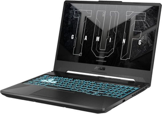 herný notebook Asus TUF Gaming F15 FX506HF-HN004 15,6 palca Full HD IPS displej Intel Core i5 11 generácie NVIDIA GeForce RTX 2050 WiFi 6 802.11 ax 512 GB SSD 16GB RAM DDR4 zvuk DTS Ultra Smart Amplifier certifikovaná odolnosť vojenská MIL-STD-810