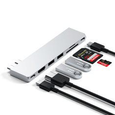 Satechi Pro Slim priklopna postaja, 1xUSB4,1xHDMI,2xUSB-A,SD/MicroSD, srebrna (ST-HUCPHSS)