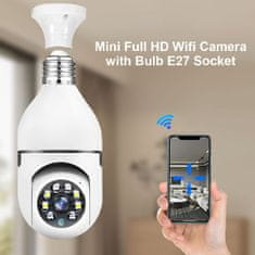 Wifi bezpečnostní kamera, otočná bezdrátová kamera, přenos živého videa přes telefon, infračervený noční režim - Bulby