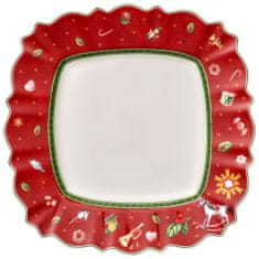 Villeroy & Boch Vánoční mělký talíř TOY'S DELIGHT čtvercový, červený