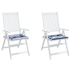 Vidaxl Podušky na židli 2 ks modré a bílé pruhy 40 x 40 x 3 cm textil