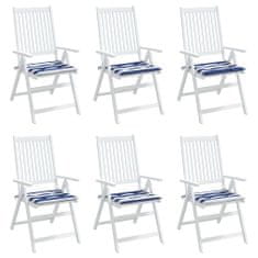 Vidaxl Podušky na židli 6 ks modré a bílé pruhy 50 x 50 x 3 cm textil