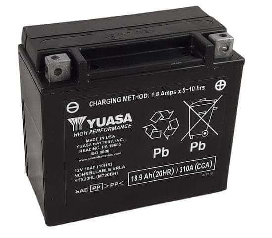 Yuasa Bezúdržbová baterie YUASA W/C s tovární aktivací - YTX20HL FA YTX20HL