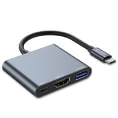 Tech-protect V1 HUB adaptér USB / USB-C / HDMI, šedý