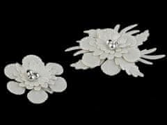 Kraftika 10ks perleť krémová textilní květ 3d s korálky