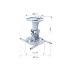 Techly Rameno Projektoru Stropní 22Cm Bílé